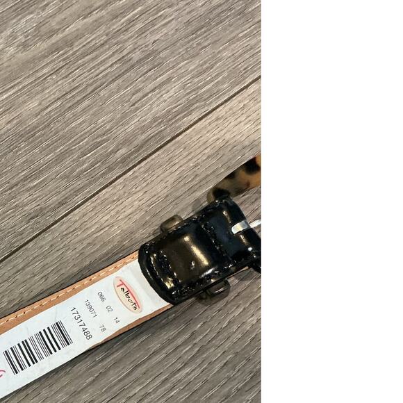 Vtg Talbots Womens Leather Belt Size Medium Tortoise Shell Buckle Black Classic - Picture 3 of 5